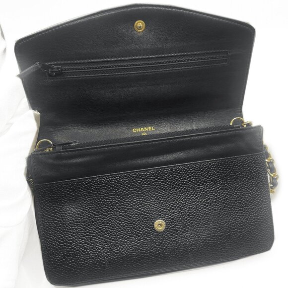 Authentic CHANEL CC Classic Timeless Caviar Leather Flap Wallet Chain Purse - Picture 6 of 12